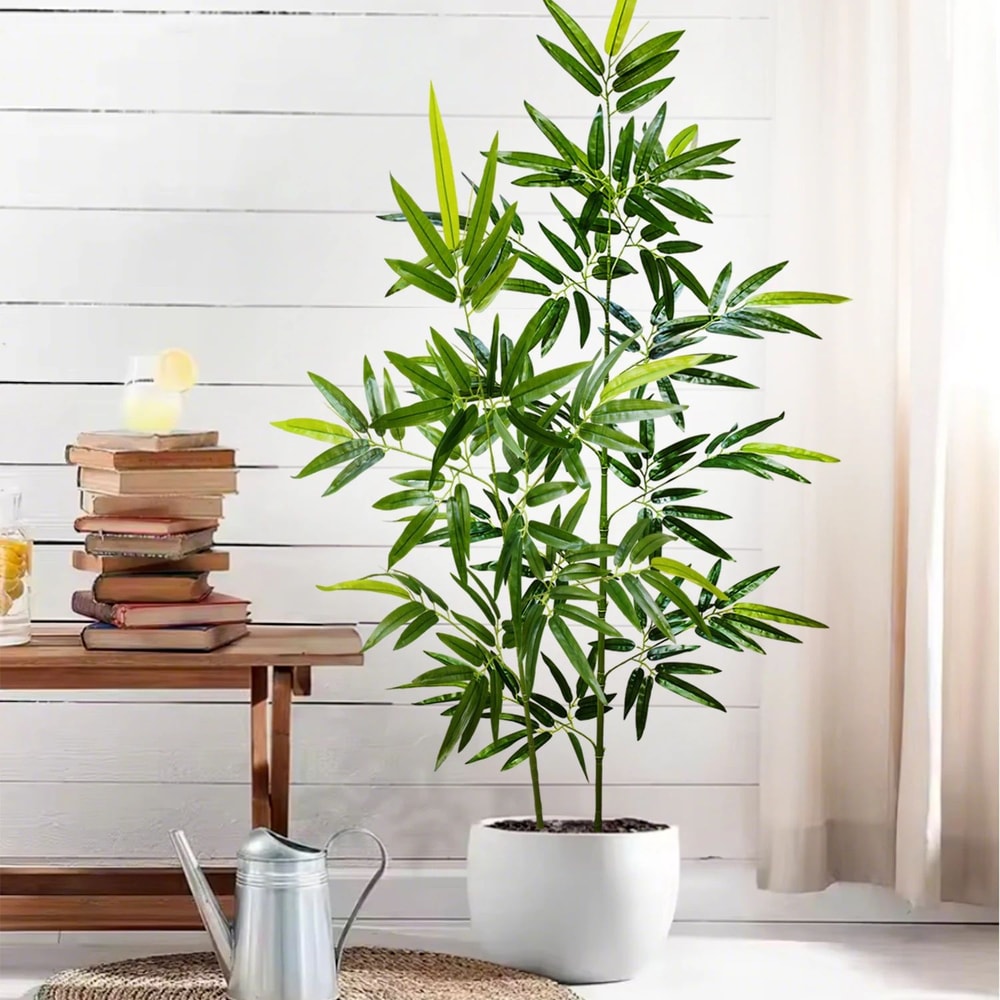 Artificial Bamboo Leaf Branch Tall Faux Greenery For Home Office Decor 4