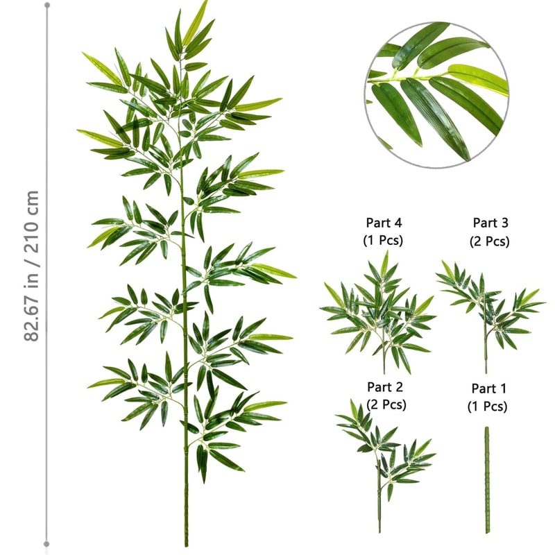 Artificial Bamboo Leaf Branch Tall Faux Greenery For Home Office Decor 16