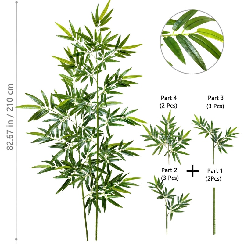 Artificial Bamboo Leaf Branch Tall Faux Greenery For Home Office Decor 18