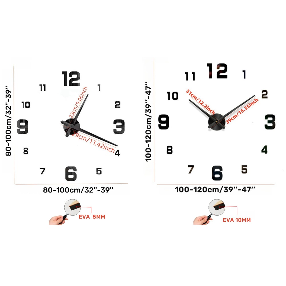 Modern 3D Luminous Frameless Wall Clock DIY Silent Acrylic Wall Sticker Clock For Home Office Dec 1