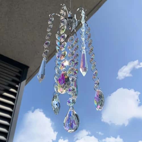 Crystal Chandelier Wind Chimes Suncatcher – Prism Rainbow Maker Hanging Pendant for Window & Home Decor