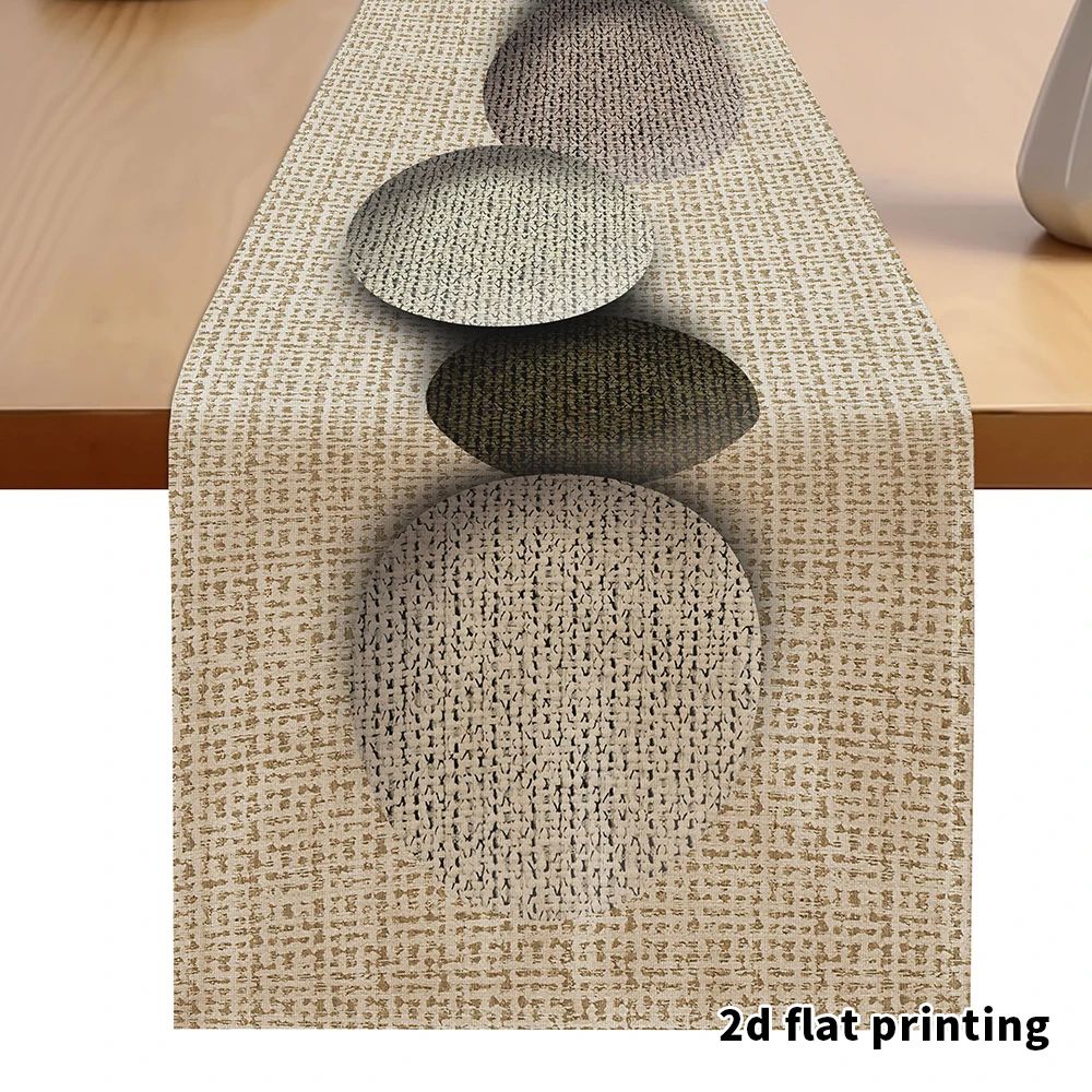 EarthTone Pebble Linen Table Runner Textured Neutral Plaid Dining Tablecloth For Elegant Home Deco 0