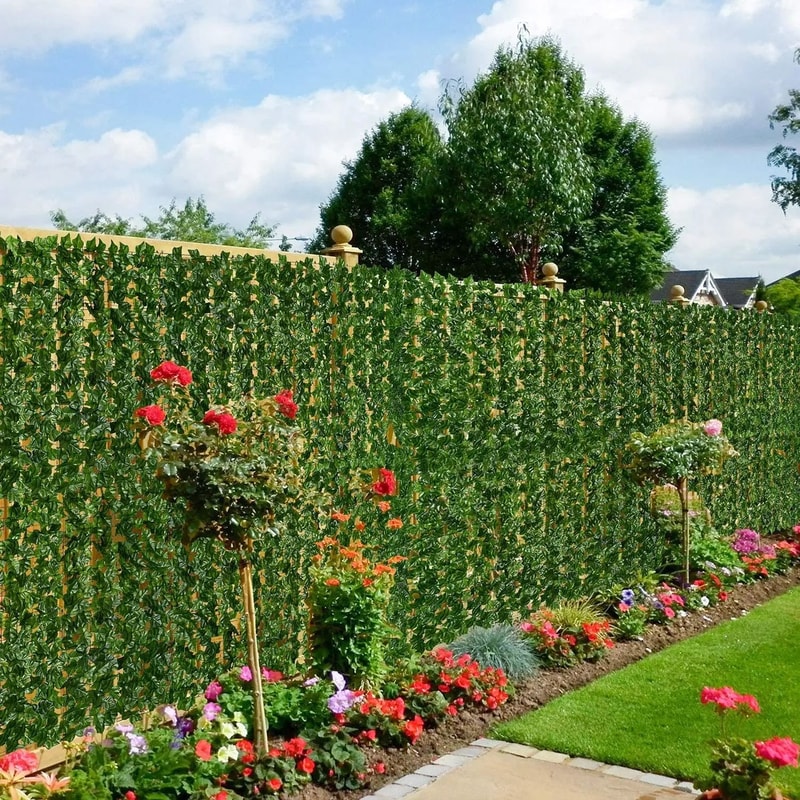 Artificial Ivy Privacy Fence Panels Faux Green Leaf Hedge Screen For Garden Balcony Outdoor Decor 0