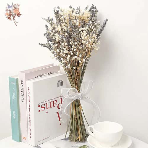 Lavender Gypsophila Dried Flower Bouquet – 3.17oz Romantic Baby's Breath Arrangement for Home & Wedding Decor