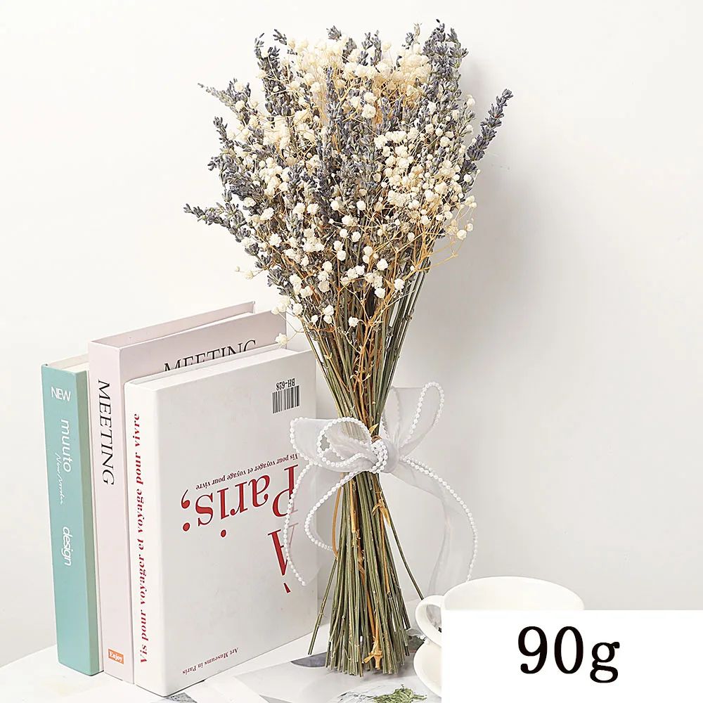 Lavender Gypsophila Dried Flower Bouquet 317oz Romantic Babys Breath Arrangement For Home Wedding 6