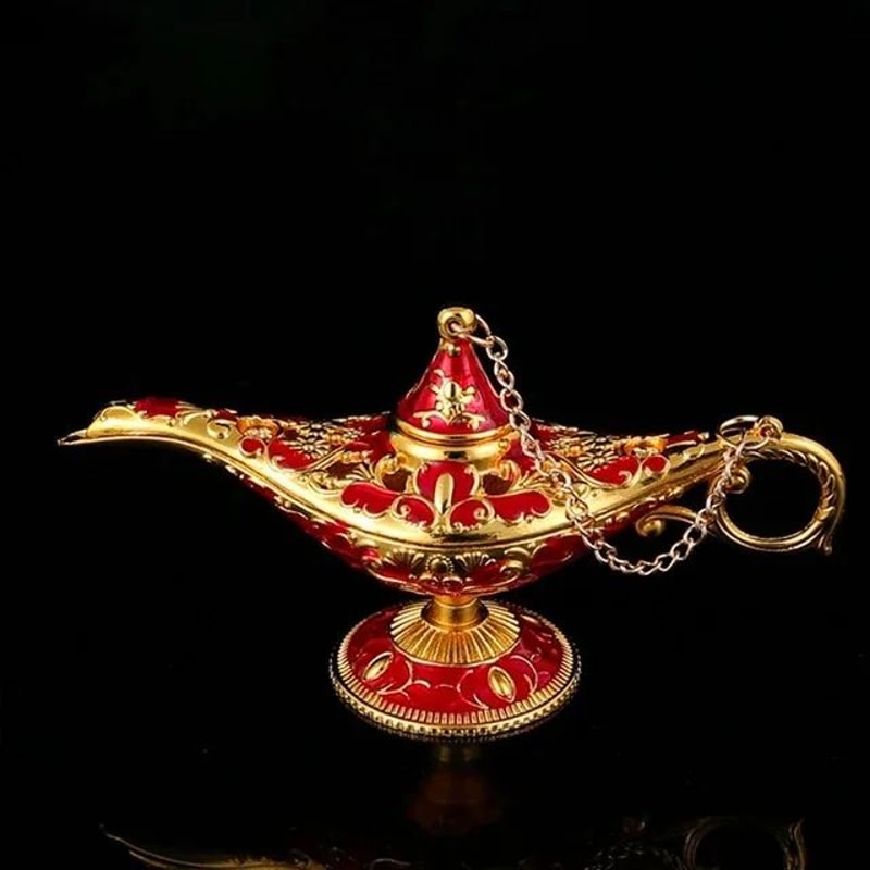 Vintage Aladdin Magic Lamp Ornament Retro Metal Jewelry Storage Decor For Home Gift 0