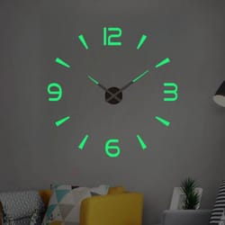 large 3d diy wall clock – luminous silent modern wall sticker clock for living room decor