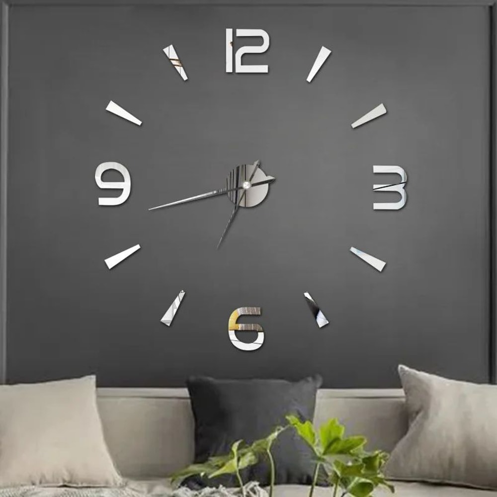 Large 3D DIY Wall Clock Luminous Silent Modern Wall Sticker Clock For Living Room Decor 1