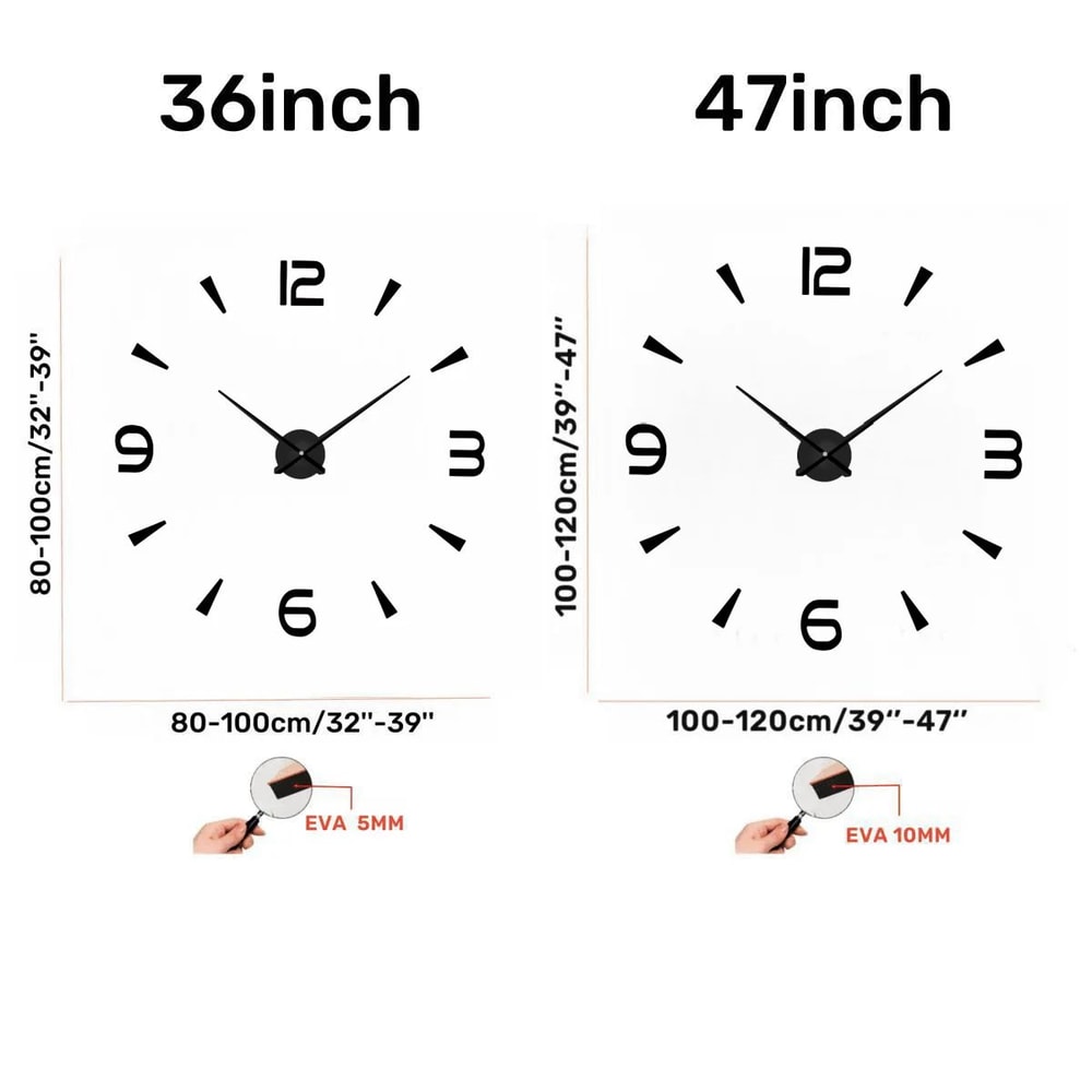 Large 3D DIY Wall Clock Luminous Silent Modern Wall Sticker Clock For Living Room Decor 2