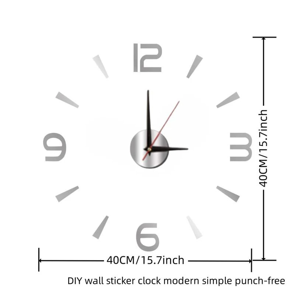 Large 3D DIY Wall Clock Luminous Silent Modern Wall Sticker Clock For Living Room Decor 3