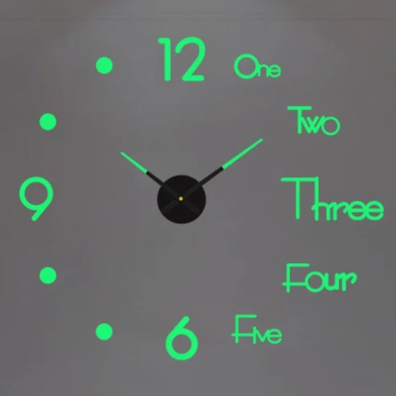 Large 3D DIY Wall Clock Luminous Silent Modern Wall Sticker Clock For Living Room Decor 20