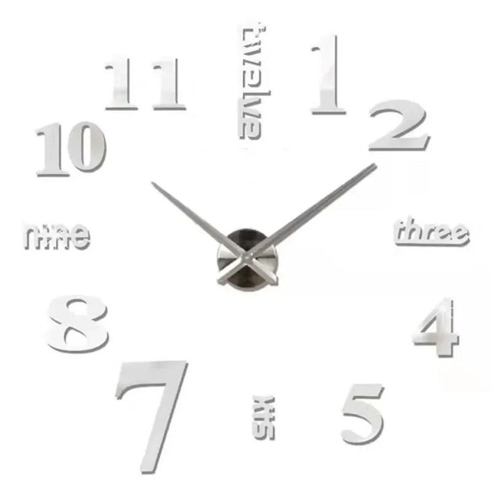 Large 3D DIY Wall Clock Luminous Silent Modern Wall Sticker Clock For Living Room Decor 25