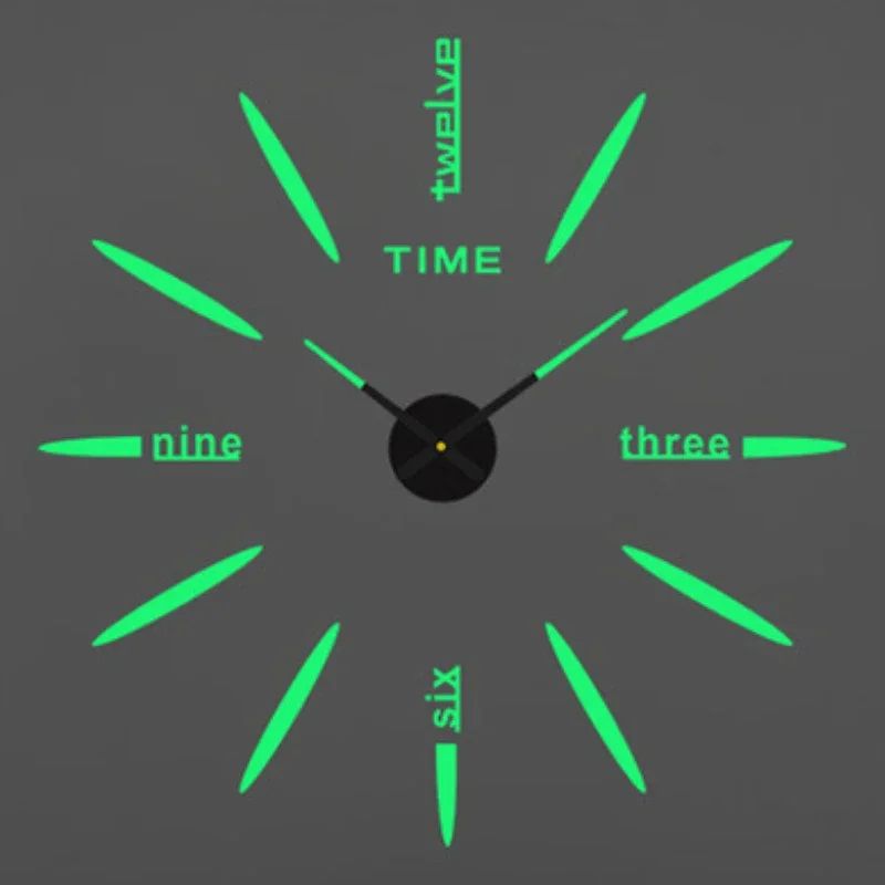 Large 3D DIY Wall Clock Luminous Silent Modern Wall Sticker Clock For Living Room Decor 28