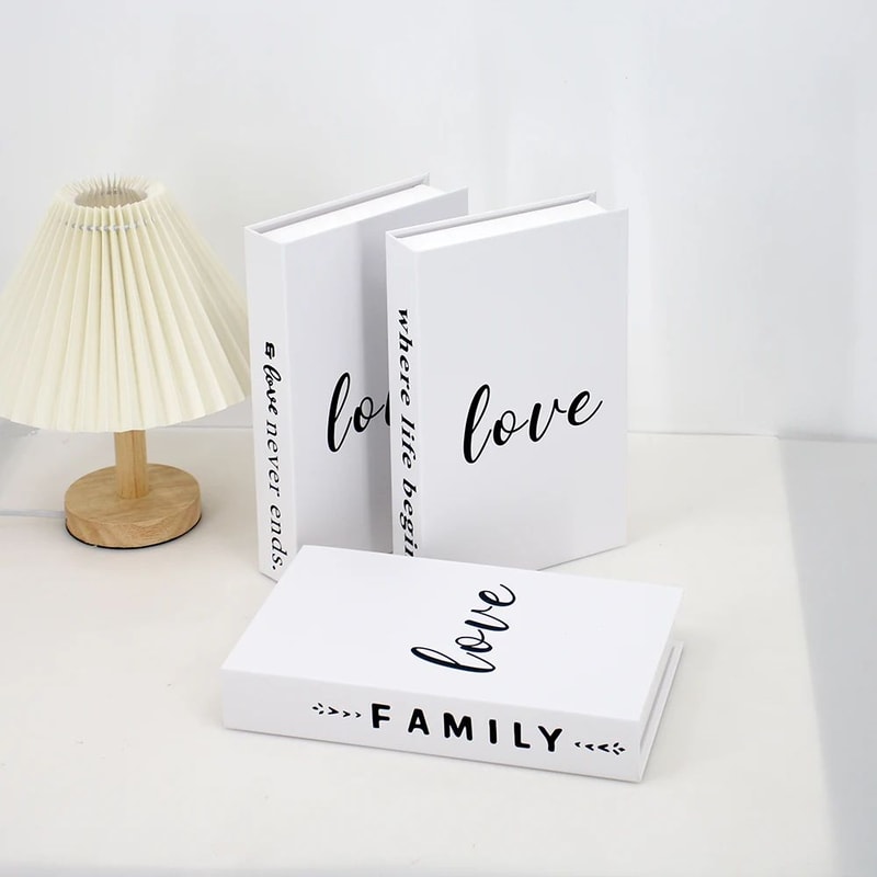 Modern Decorative Fake Books Set 3pcs White Simulation Books For Home Living Room Decor 2