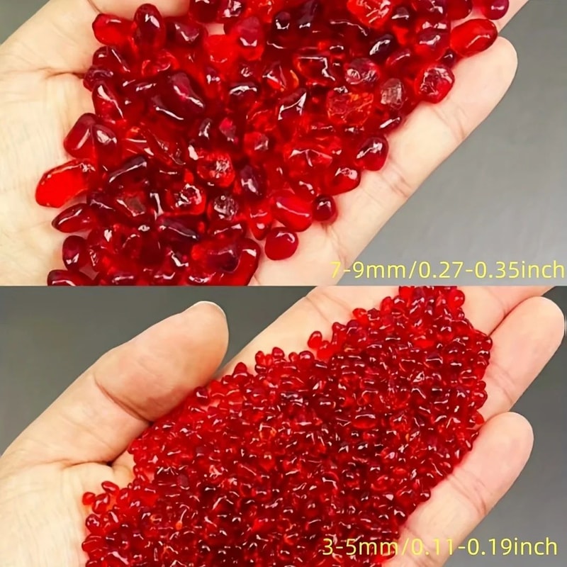 Red Glass Gravel Chips Irregular Decorative Stones For Fish Tank Vase Filling Garden Decor 2