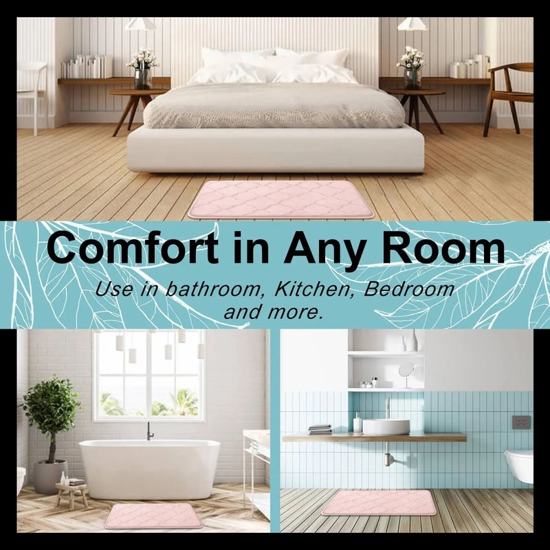 Homaxy Memory Foam Bath Mat NonSlip Absorbent Bathroom Rug With Soft Thick Cushion 3