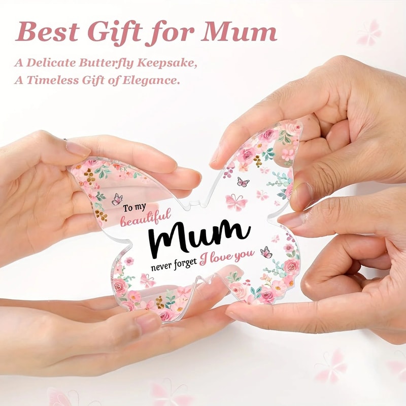 Butterfly Acrylic Plaque For Mum Elegant Mothers Day Birthday Gift Keepsake 4