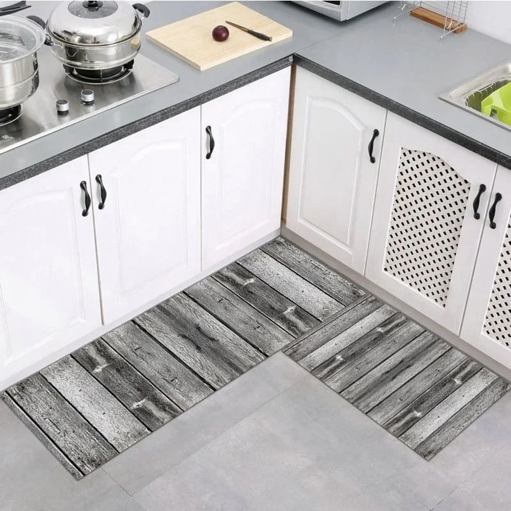 Wood Grain NonSlip Floor Mat Modern Washable Rug For Bathroom Kitchen Living Room 12