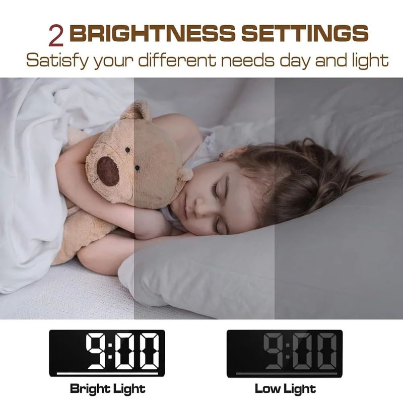 Large Display Digital Alarm Clock LED Desk Clock With Temperature Night Light For Home Office 1
