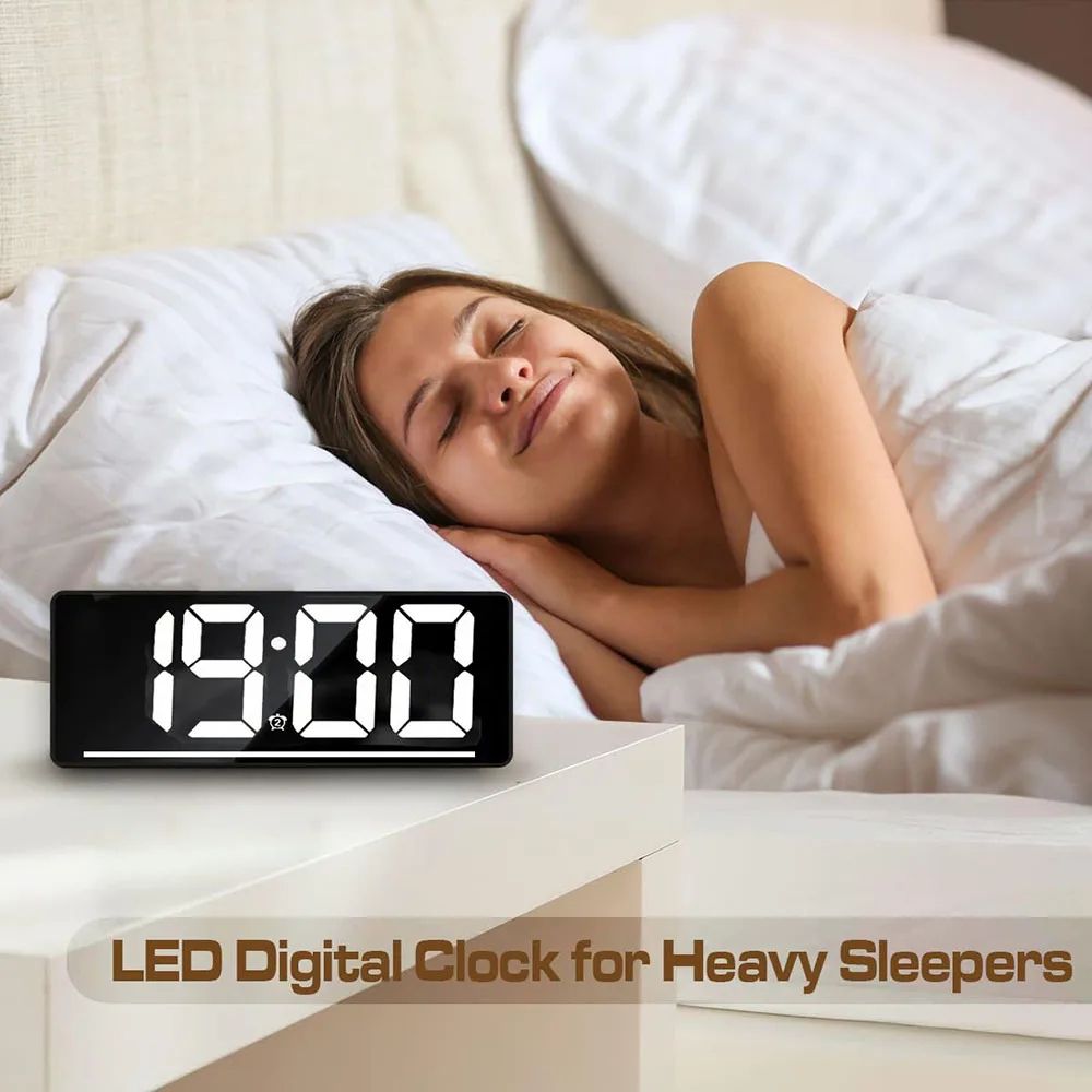 Large Display Digital Alarm Clock LED Desk Clock With Temperature Night Light For Home Office 2