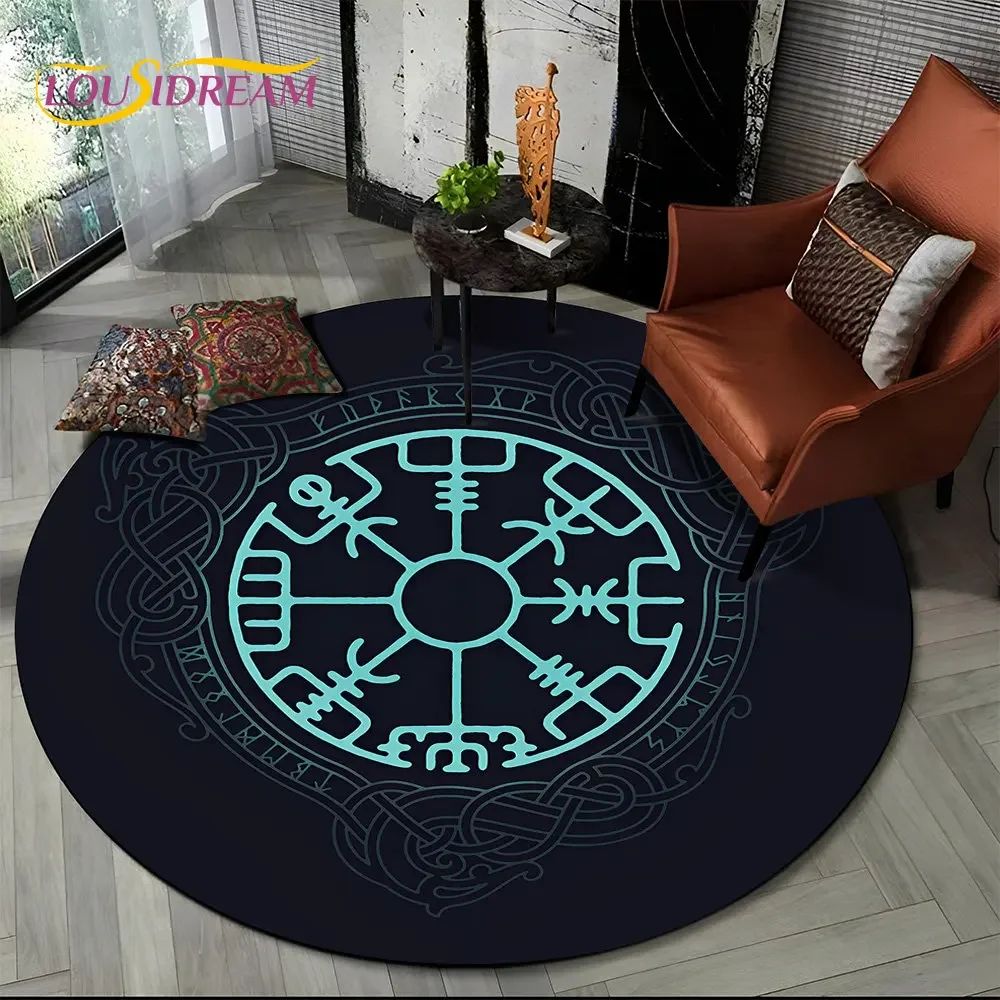 Viking Valknut Tree Of Life Round Rug NonSlip Nordic Area Carpet For Living Room Bedroom Decor 20