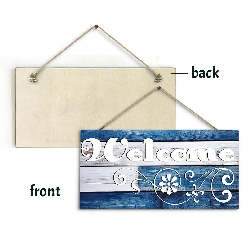 Rustic Welcome Wooden Wall Sign Farmhouse Door Hanging Plaque For Front Door Home Decor 5