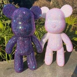 fluorescent diamond bear figurine – diy rhinestone crystal resin bear decor & gift 3.1–13 in