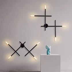 nordic cross led wall lamp – modern minimalist line art sconce for living room & bedroom lighting