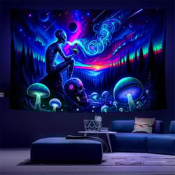 aurora borealis alien forest tapestry – starry sky wall hanging bohemian room decor