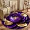 Purple Gold Peony Round Area Rug Washable NonSlip Polyester Carpet For Living Room Bedroom Decor 4