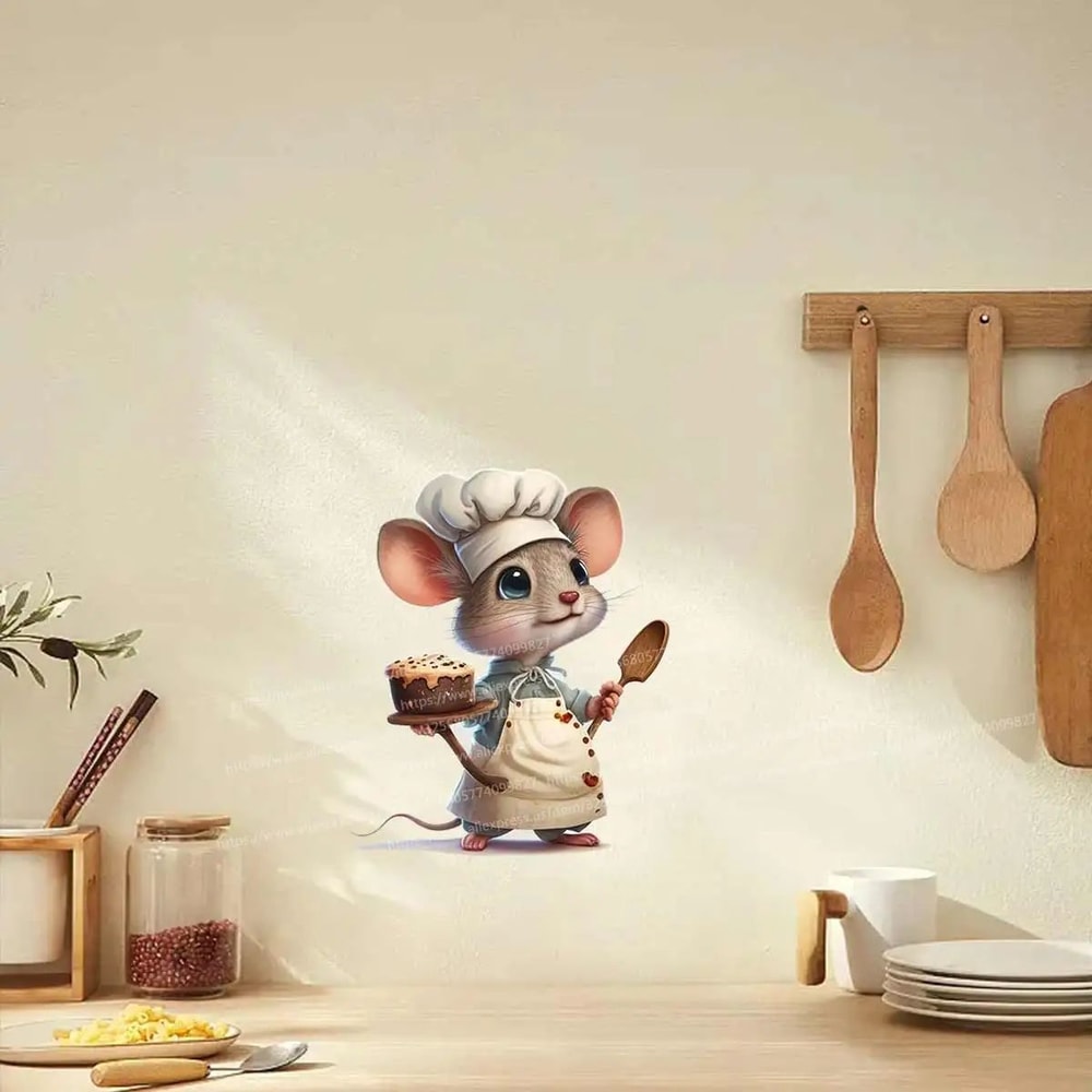 Cute Chef Mouse Wall Sticker Cartoon SelfAdhesive Corner Decor For Bedroom Living Room 3