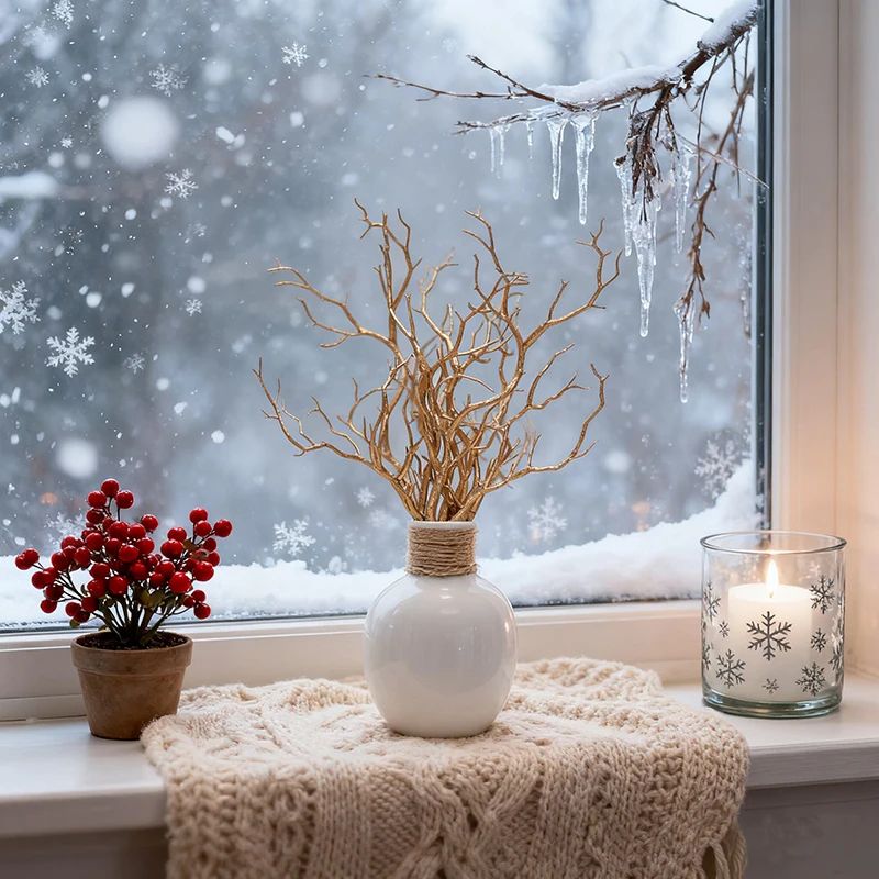 Golden Artificial Antler Branches Faux Twig Stems For Christmas Halloween DIY Decor 5