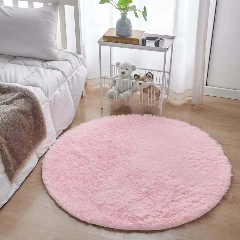 Fluffy Round Plush Rug Soft NonSlip Cushion Carpet For Living Room Bedroom Kids Space 0