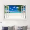 3D Beach Window View Wall Sticker Ocean Sky Landscape Peel Stick PVC Wallpaper 1