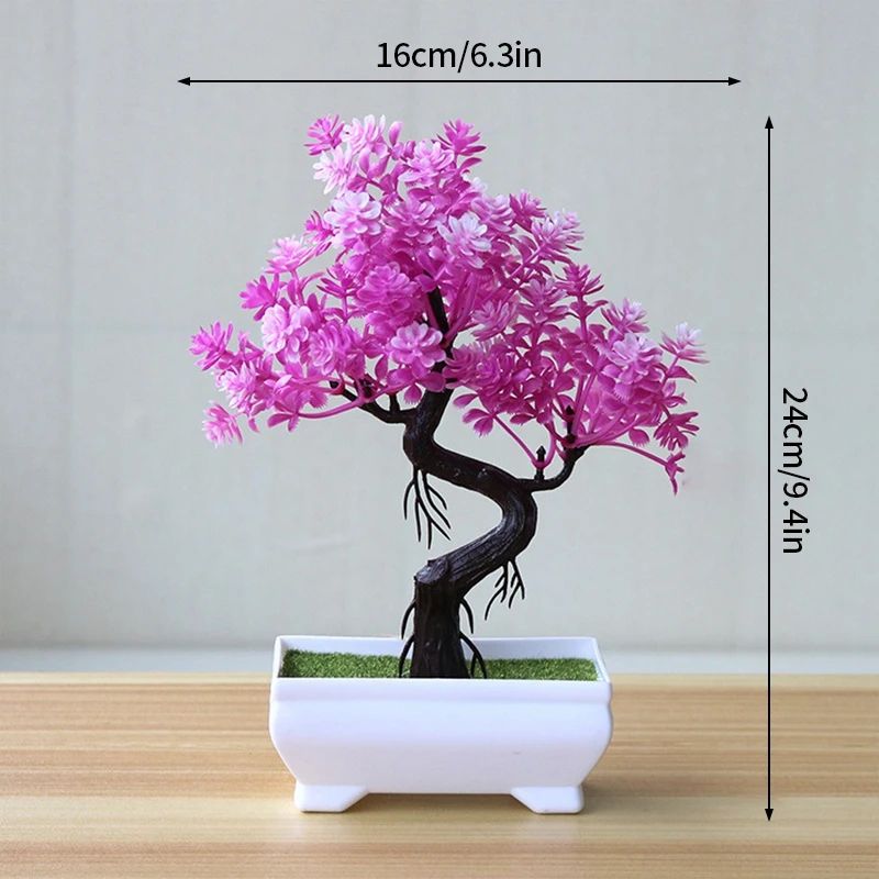 Artificial Bonsai Tree Potted Plant Realistic Mini Greenery Desk Home Decor 9