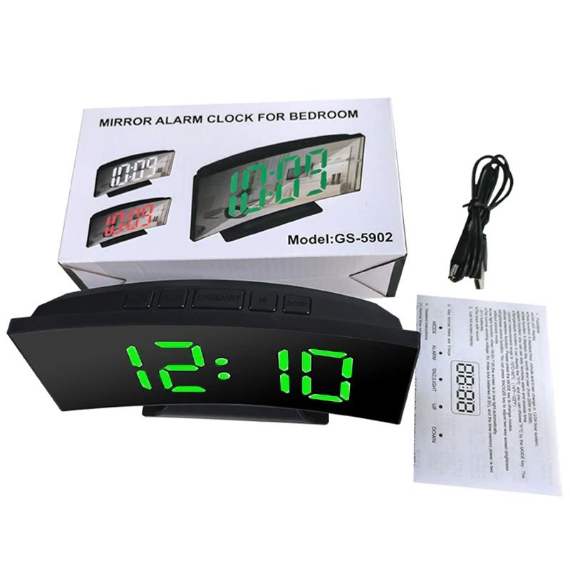LED Digital Alarm Clock With Backlight Large Display Calendar Temperature Bedside Clock 6