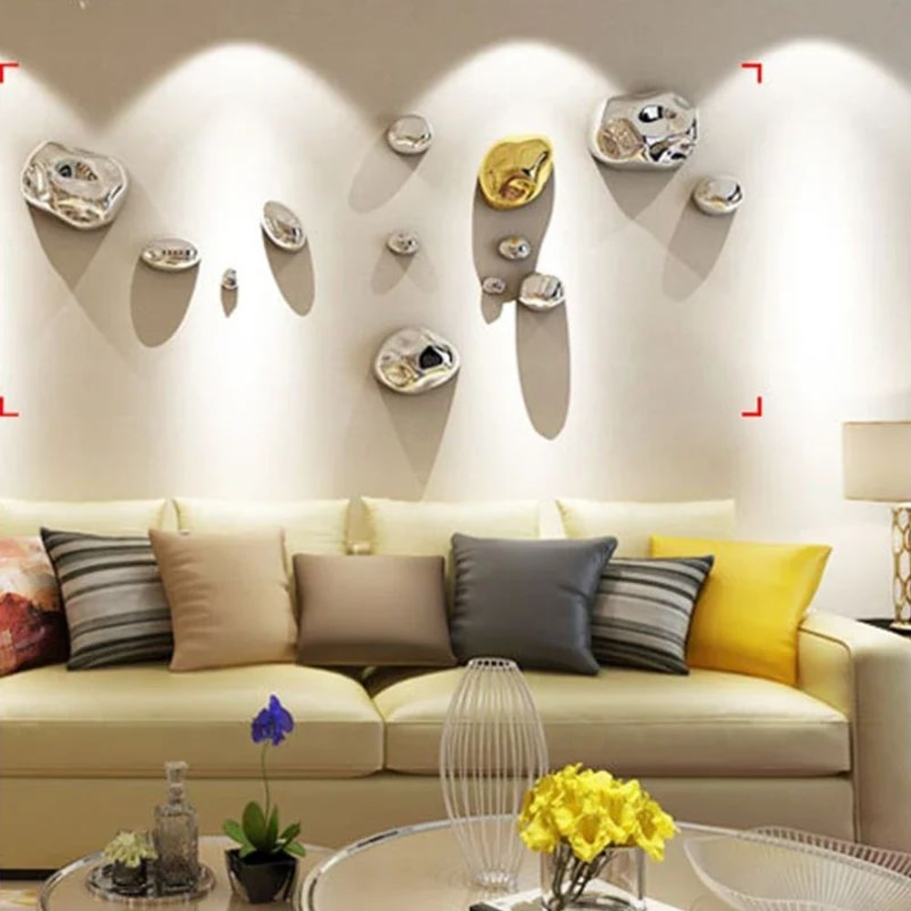 Electroplated Faux Stone Wall Pendant 3D Decorative Hanging Accent For Living Room 2