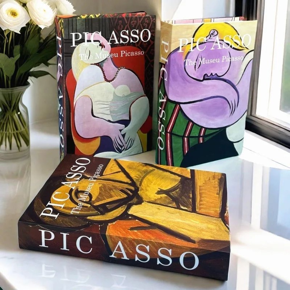 Luxury Artist Series Faux Book Storage Box Van Gogh Monet Picasso Decorative Organizer 0