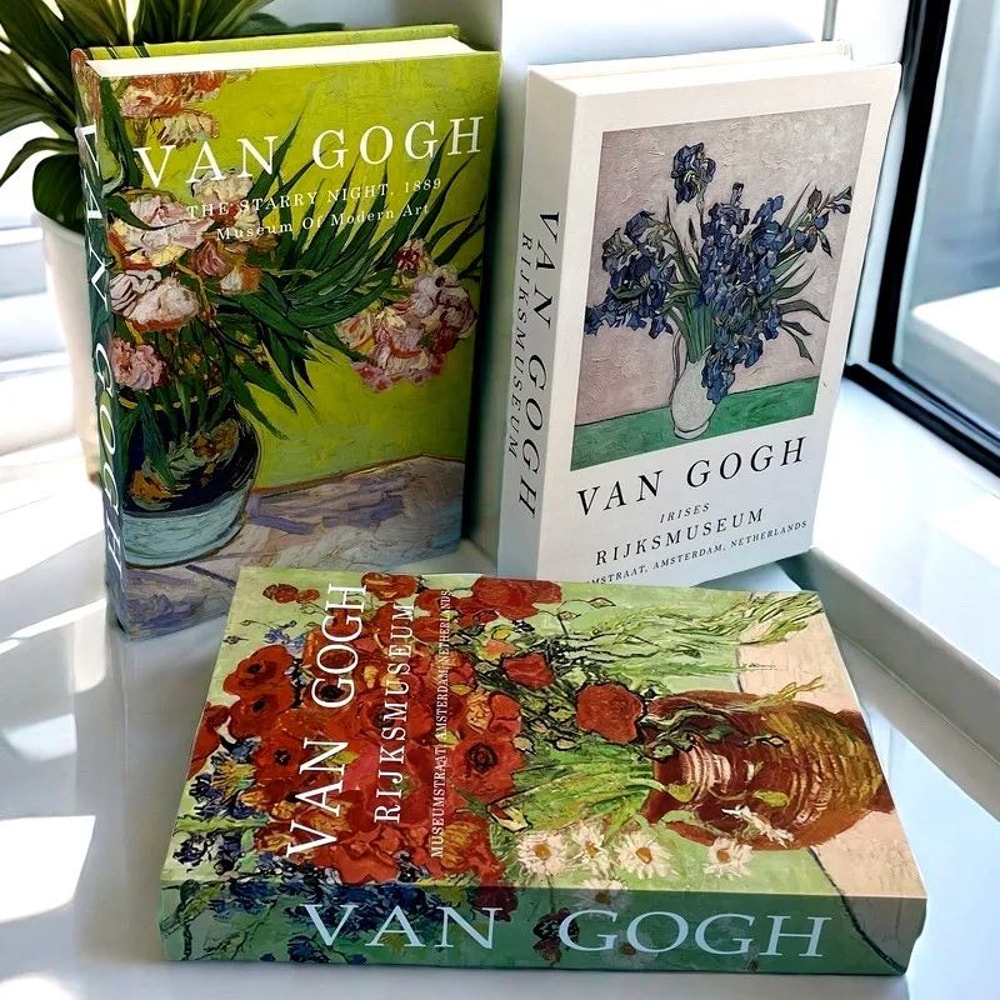 Luxury Artist Series Faux Book Storage Box Van Gogh Monet Picasso Decorative Organizer 1