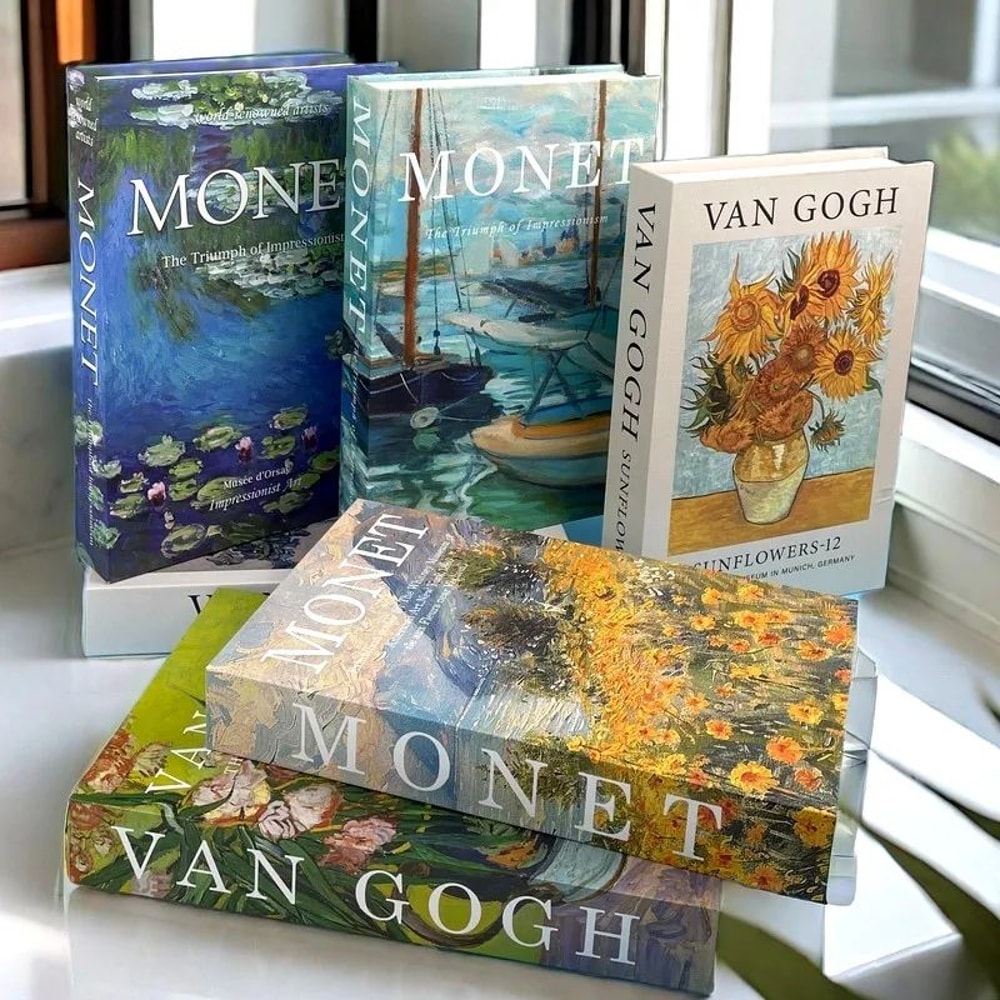 Luxury Artist Series Faux Book Storage Box Van Gogh Monet Picasso Decorative Organizer 3