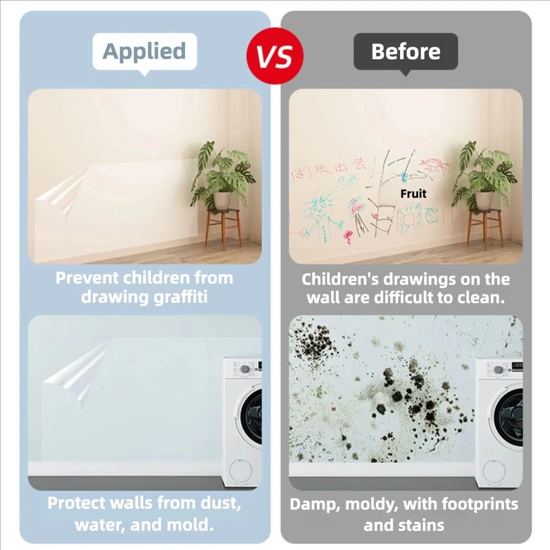 Transparent Wall Protective Film Sticker Waterproof OilProof SelfAdhesive Kitchen Surface Protect