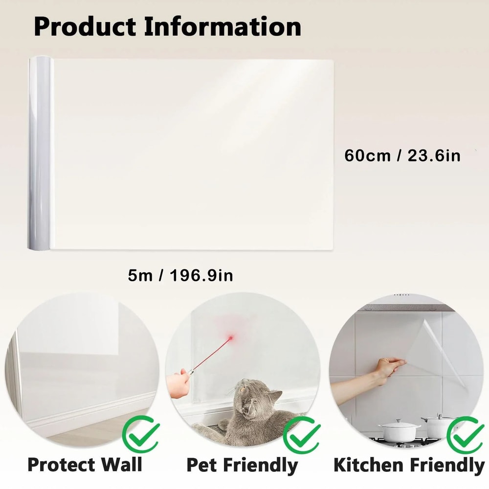 Transparent Wall Protective Film Sticker Waterproof OilProof SelfAdhesive Kitchen Surface Protect