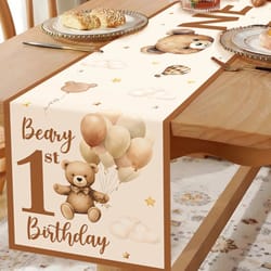cartoon teddy bear table runner – cute baby shower & 1st birthday table decor