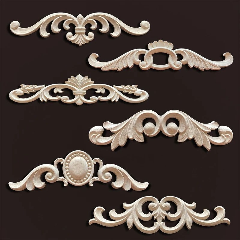 Antique Wood Carved Appliques Onlays Decorative Moulding Wall Furniture Accents 0