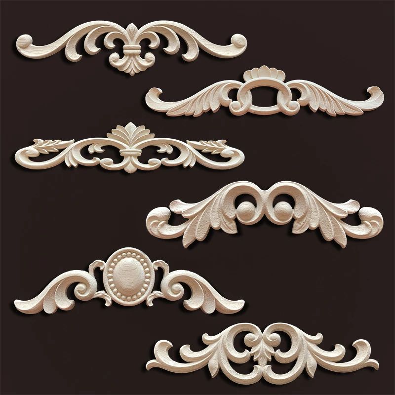 Antique Wood Carved Appliques Onlays Decorative Moulding Wall Furniture Accents 0