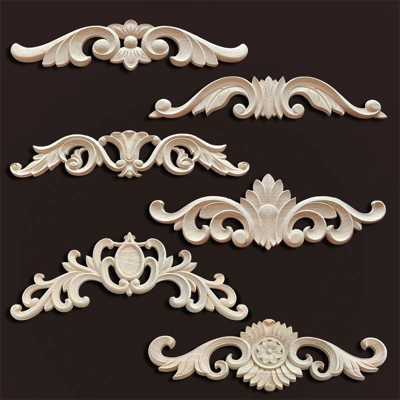 Antique Wood Carved Appliques Onlays Decorative Moulding Wall Furniture Accents 1