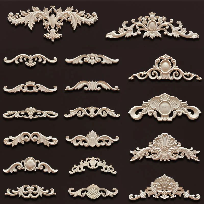 Antique Wood Carved Appliques Onlays Decorative Moulding Wall Furniture Accents 4