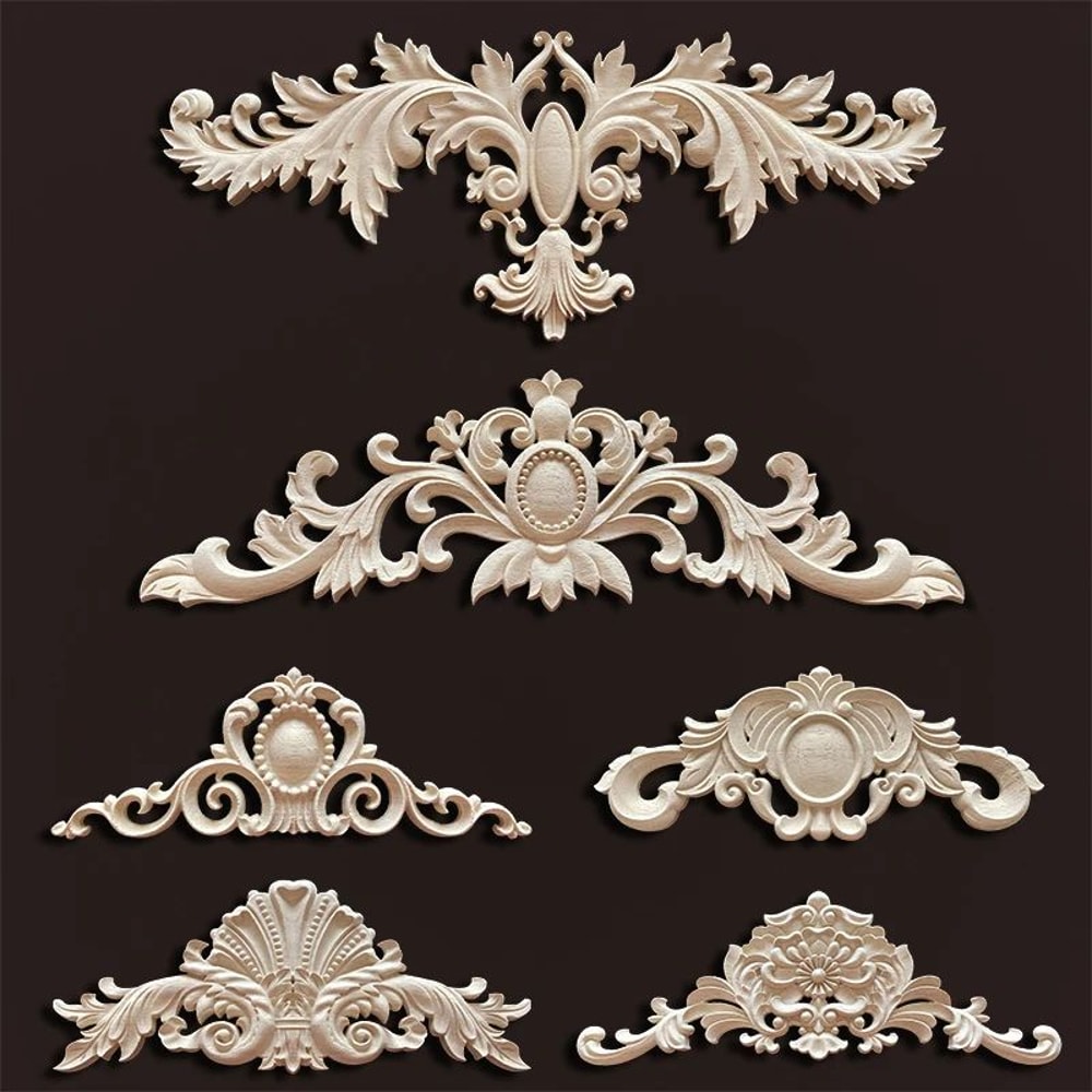 Antique Wood Carved Appliques Onlays Decorative Moulding Wall Furniture Accents 5