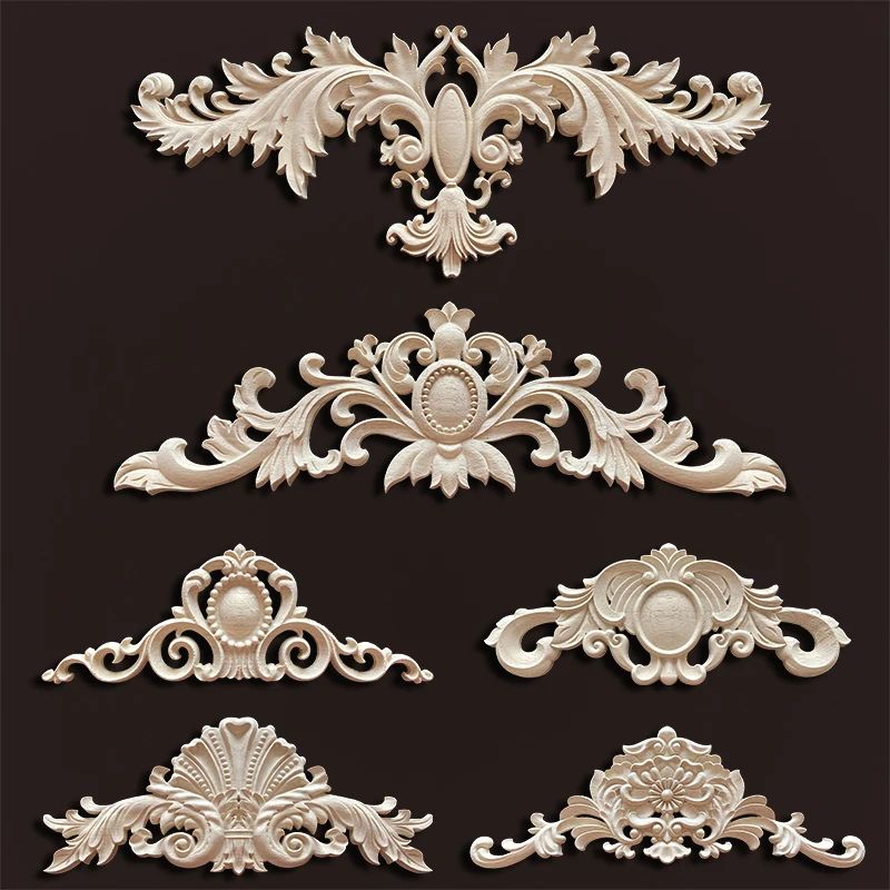 Antique Wood Carved Appliques Onlays Decorative Moulding Wall Furniture Accents 5