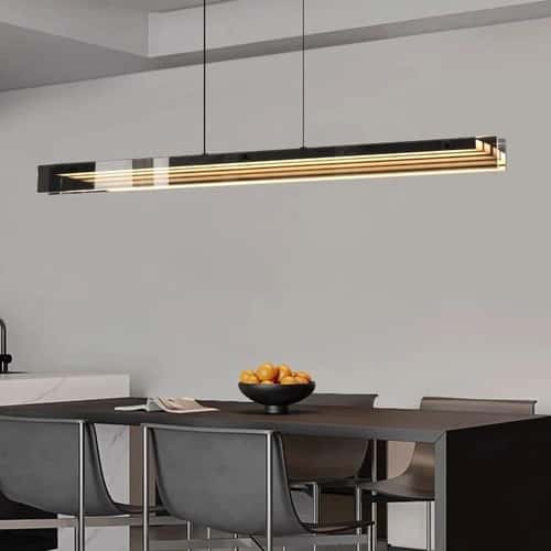 Modern Long Glass Pendant Chandelier – Minimalist LED Hanging Light for Dining & Kitchen Island